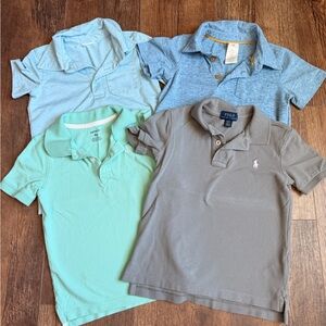 Boys' Gray Polo with Mint & Light Blue Mix